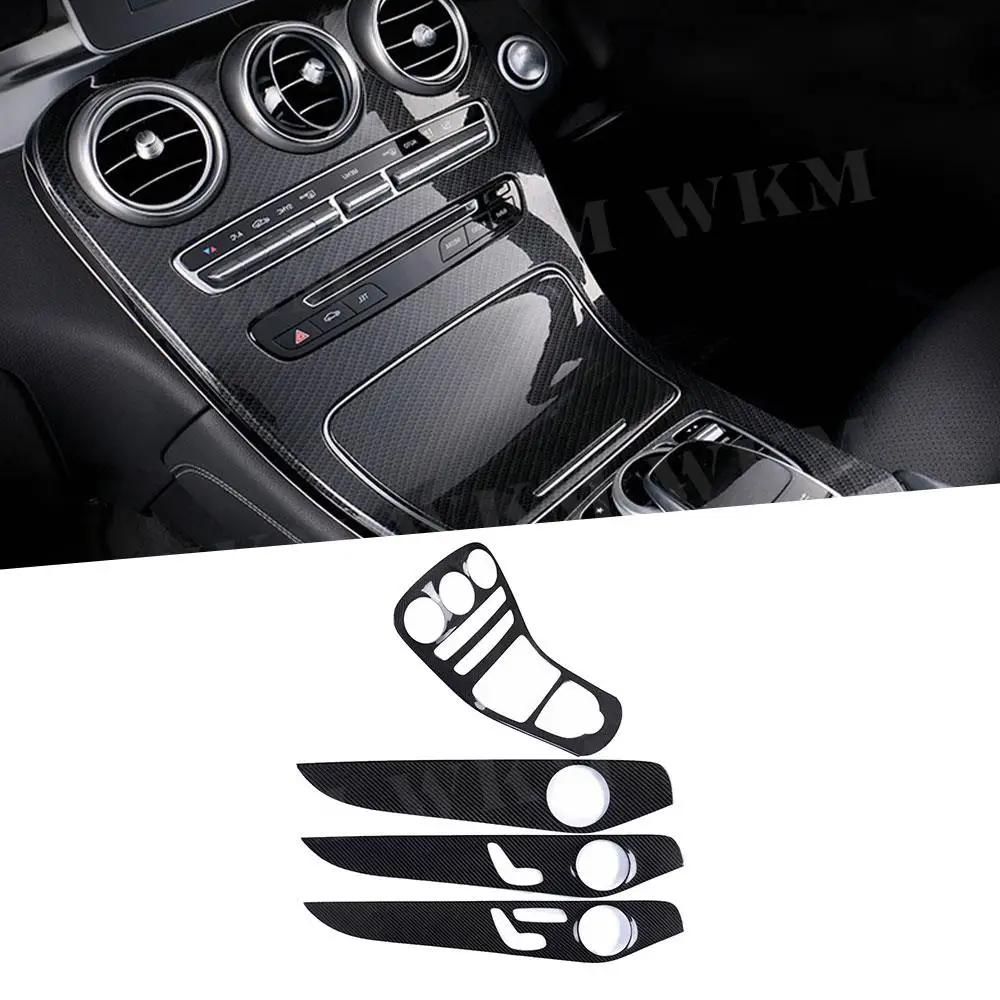 

6 шт./компл., сухое углеродное волокно, отделка панели центральной консоли автомобиля, дверная ручка, внутренняя крышка для Benz GLC Class X253 260 2016-2018 LHD
