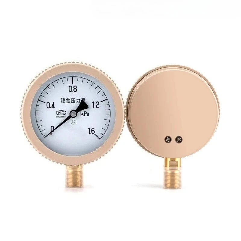 YE-100 Diaphragm Pressure Gauge 0-10kPa Low Pressure Gauge Natural Gas & Gas Micro Pressure Gauge 1PCS