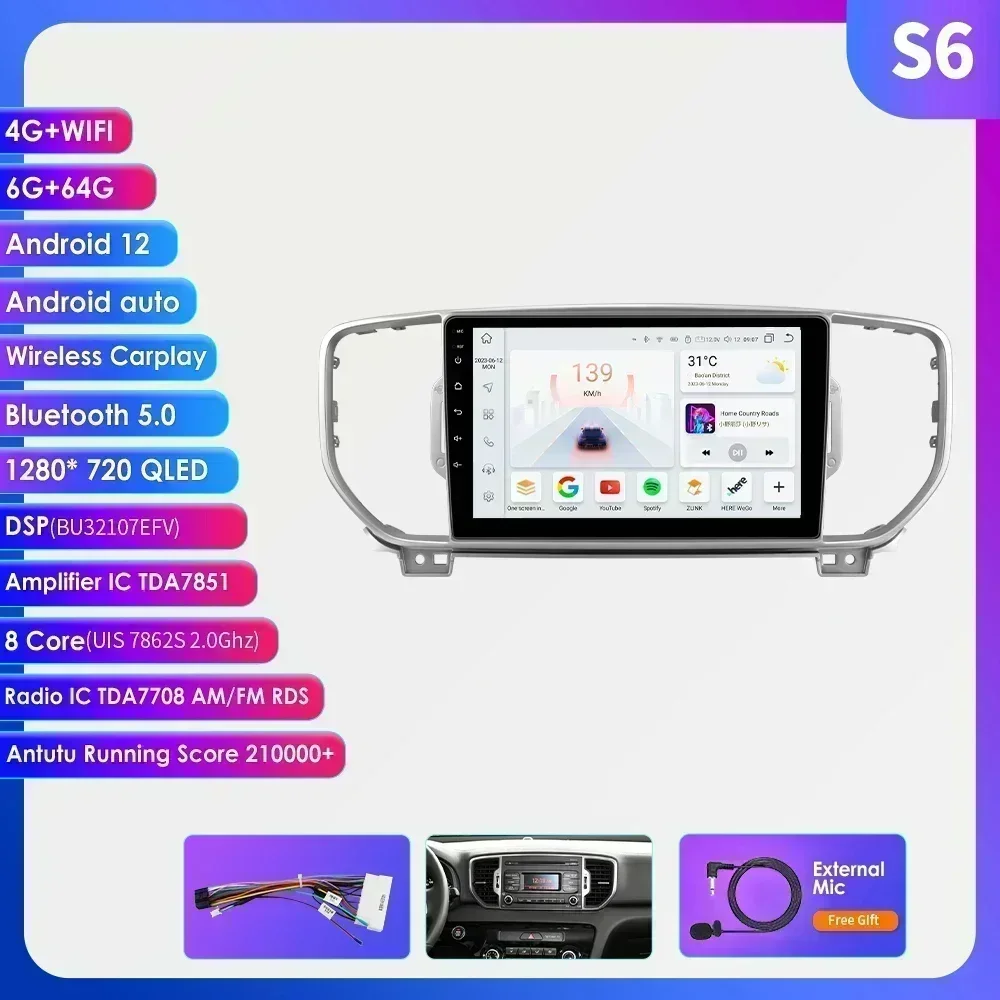 Hizpo Voor KIA Sportage 4 KX5 2016 - 2018 Autoradio Multimedia Speler Navigatie 2 Din Android 2din Autoradio CarPlay Stereo 4G