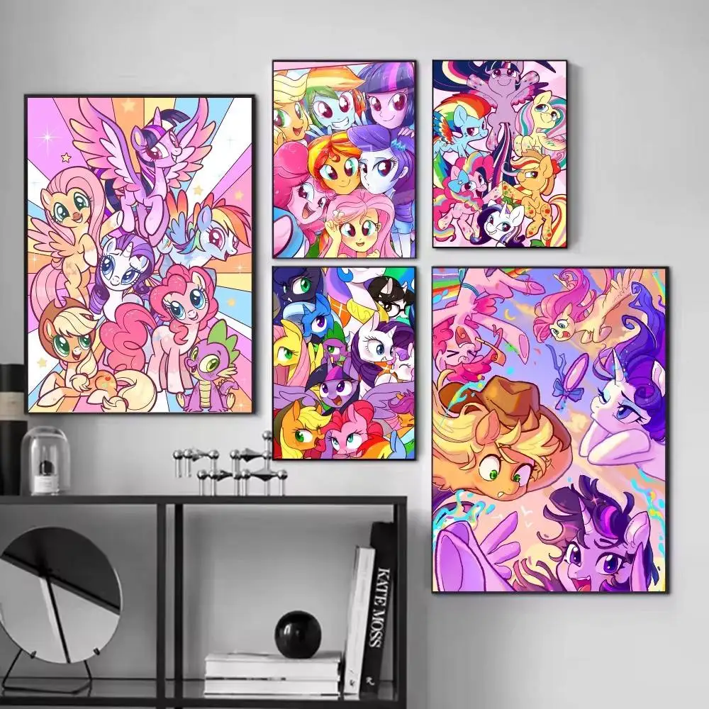 Cartoon Anime My L-Little Cute Ponys Posters Fancy Wall Sticker for Living Room Bar Decoration Wall Decor
