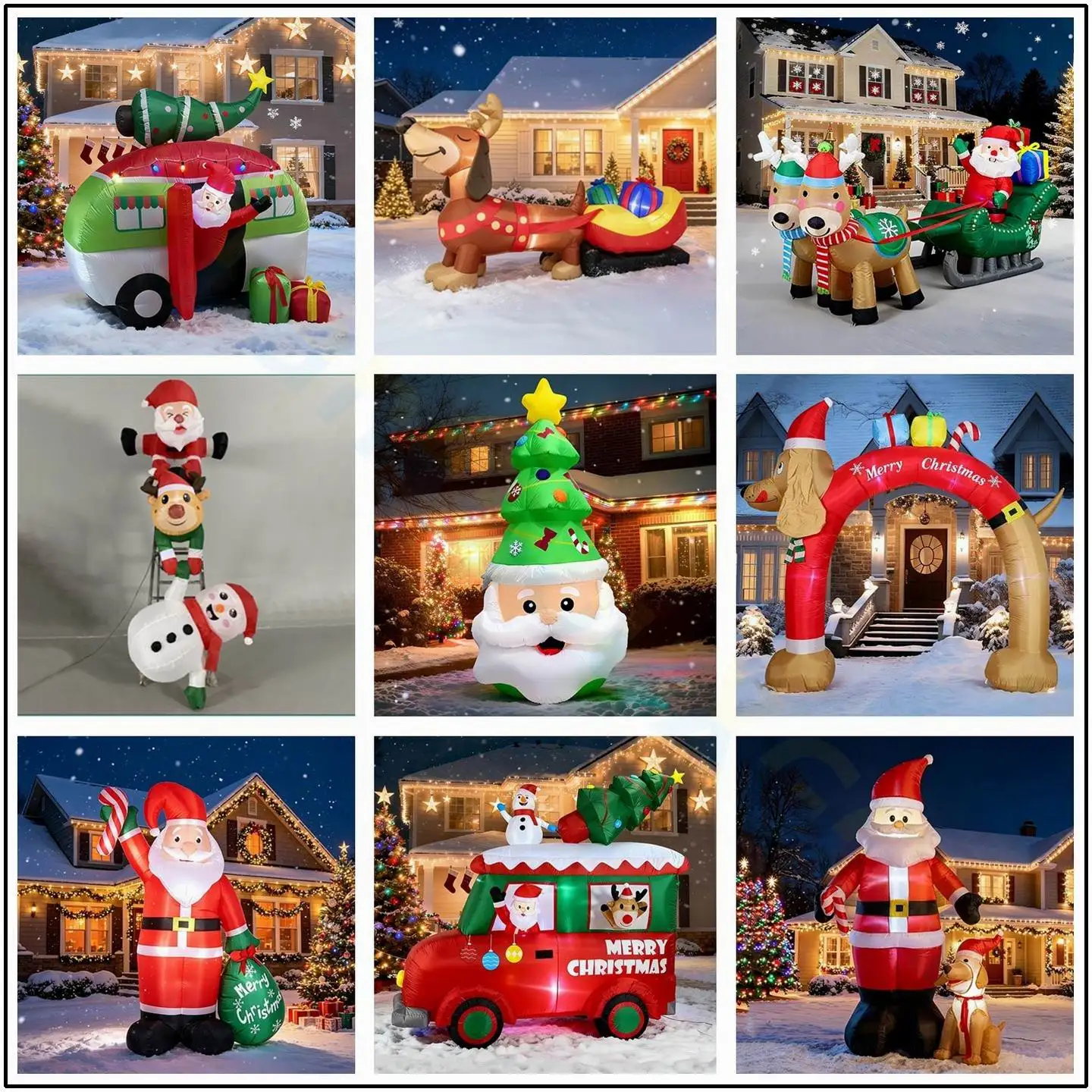 Inflatable Christmas Tree Snowman Claus Big Bear Gingerbread Dolls ...