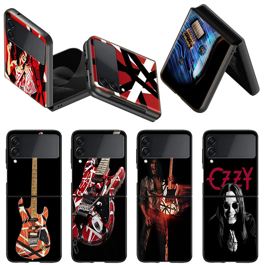 Eddie Van Halen Graphic Guitar Case Case for Samsung Z Flip 6 5 4 3 5G Black Hard Cell Phone Galaxy Cover Z Flip 5 4 3 Funda