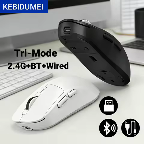 Wireless Gaming Mouse Tri Mode 2.4G Bluetooth Wired 8000DPI 1000Hz Mouse Rechargeable Ergonomic Gamer Mice for Laptop Office PC