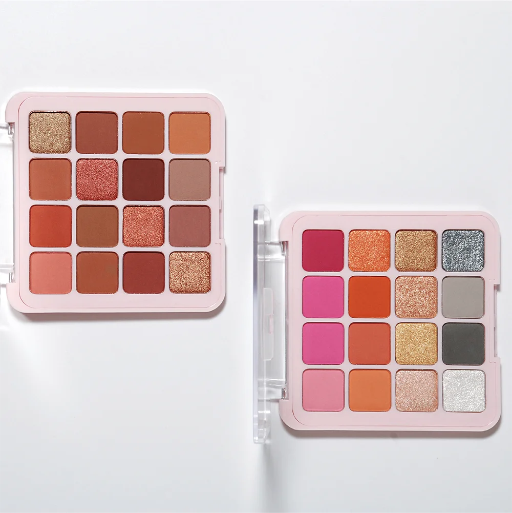 Eigen Label 16 Kleuren Oogschaduwpalet Aangepast Logo Mat Parelmoer Glitter Waterbestendig Oogschaduw Plastic Bakje Bulk Make-up