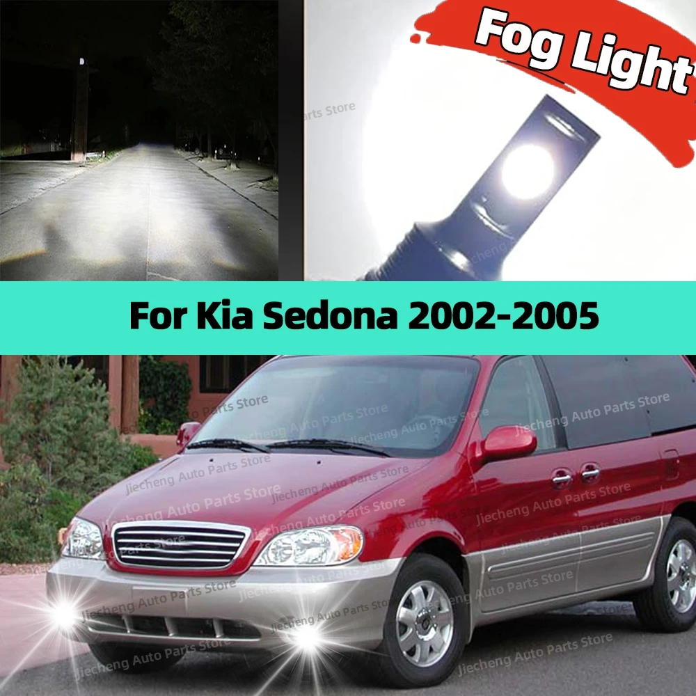 

2Pcs Car LED Front Fog Light Bulbs 6000K White Lamp For Kia Sedona 2002 2003 2004 2005 Plug and Play Anti-Glare