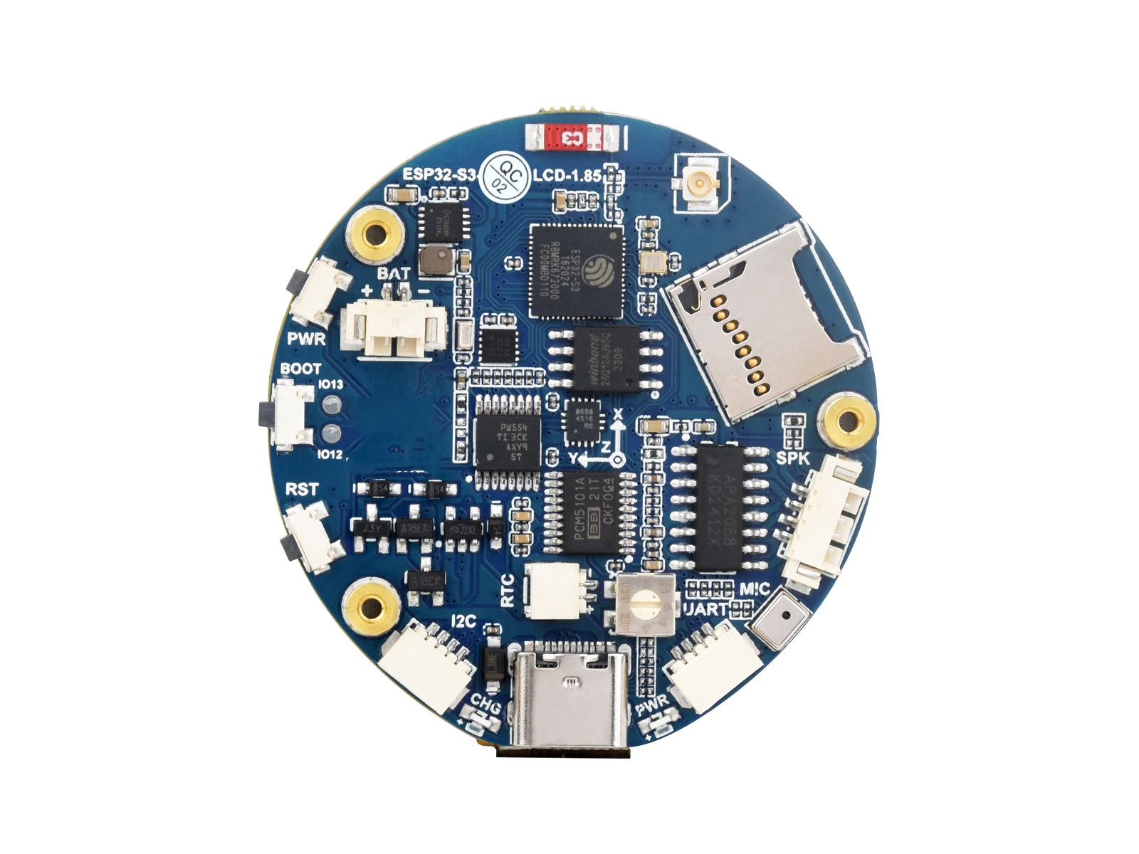 1.85-inch round display Development Board, on-board ESP32-S3 chip WiFi/Bluetooth acceleration and gyroscope sensor