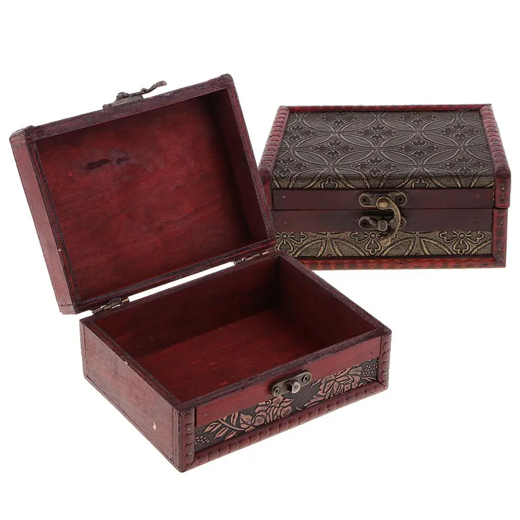 Small Vintage Wooden Trinket Jewelry Desktop Sundry Cosmetics Decorative Box Storage Oraganizer Treasure Case Holder Packaging