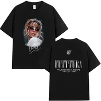 Camisetas gráficas de cantante Tini Stoessel Futtura Tour 2025, ropa Pop de moda para fanáticos de hombres y mujeres, camisetas Retro de algodón de gran tamaño