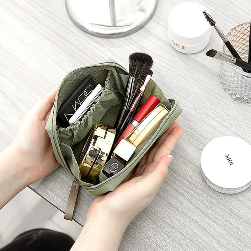 Nuova borsa cosmetica a 6 stili semplice tinta unita per le donne borsa per il trucco borsa da toilette borsa da toilette impermeabile per il trucco