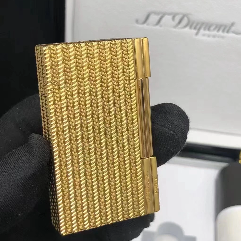 S.T. Dupont Gold and Silver Textured Lighters with Exquisite Craftsmanship, Intricate Detailing Iconic Flame Collection