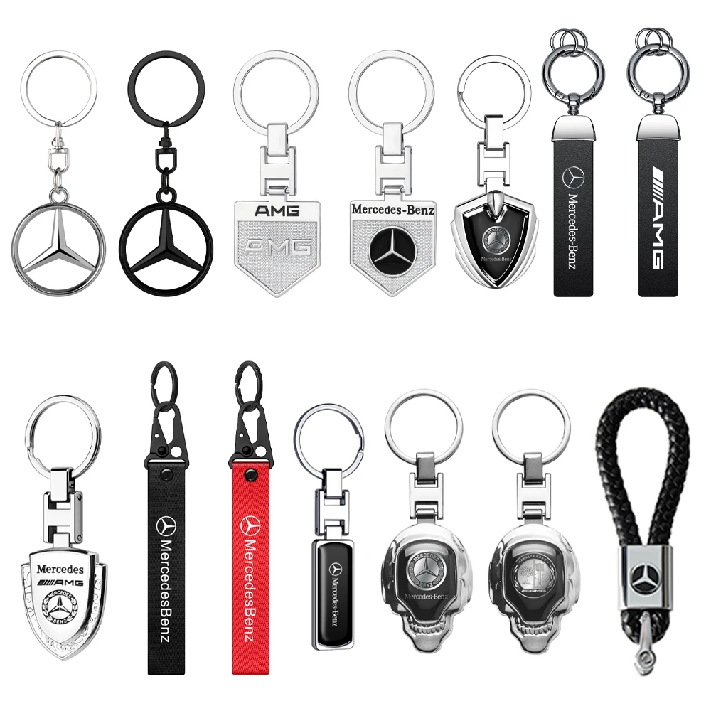 Metal/Leather Keychain Hand-Woven Key Rope Key Ring Key Holder For Mercedes Benz A B C R G Class AMG W211 W204 W210 W251 CLA GLA