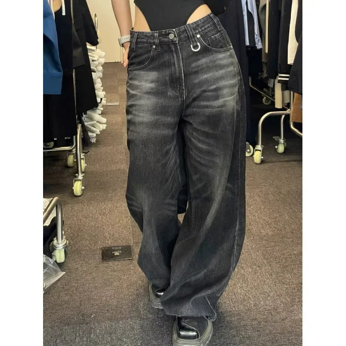 

Pantalon Femme осень-зима широкие брюки с высокой талией свободные джинсы женские винтажные уличные модные брюки Harajuku Y2K брюки