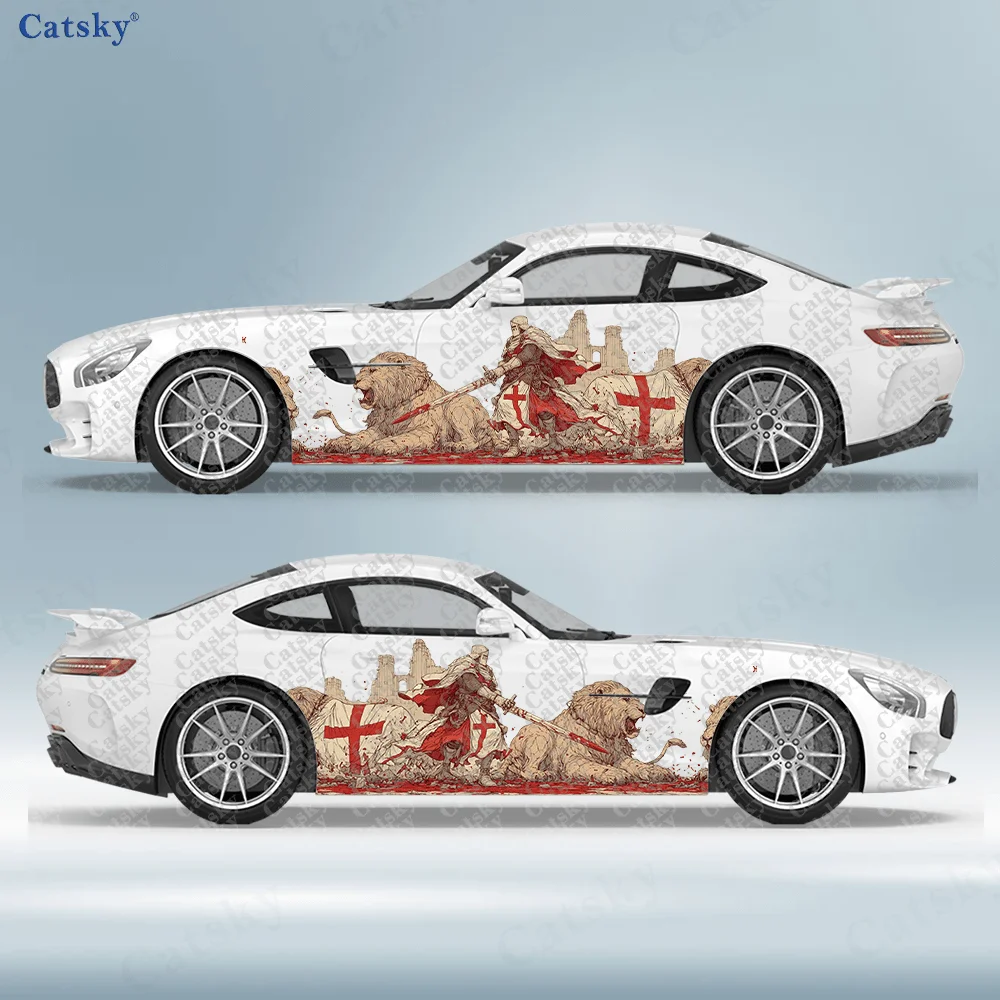 2 pegatinas de caballero y león, duraderas, resistentes a la decoloración, realzan la estética de tu vehículo, diseño artístico audaz, vinilos decorativos para coche