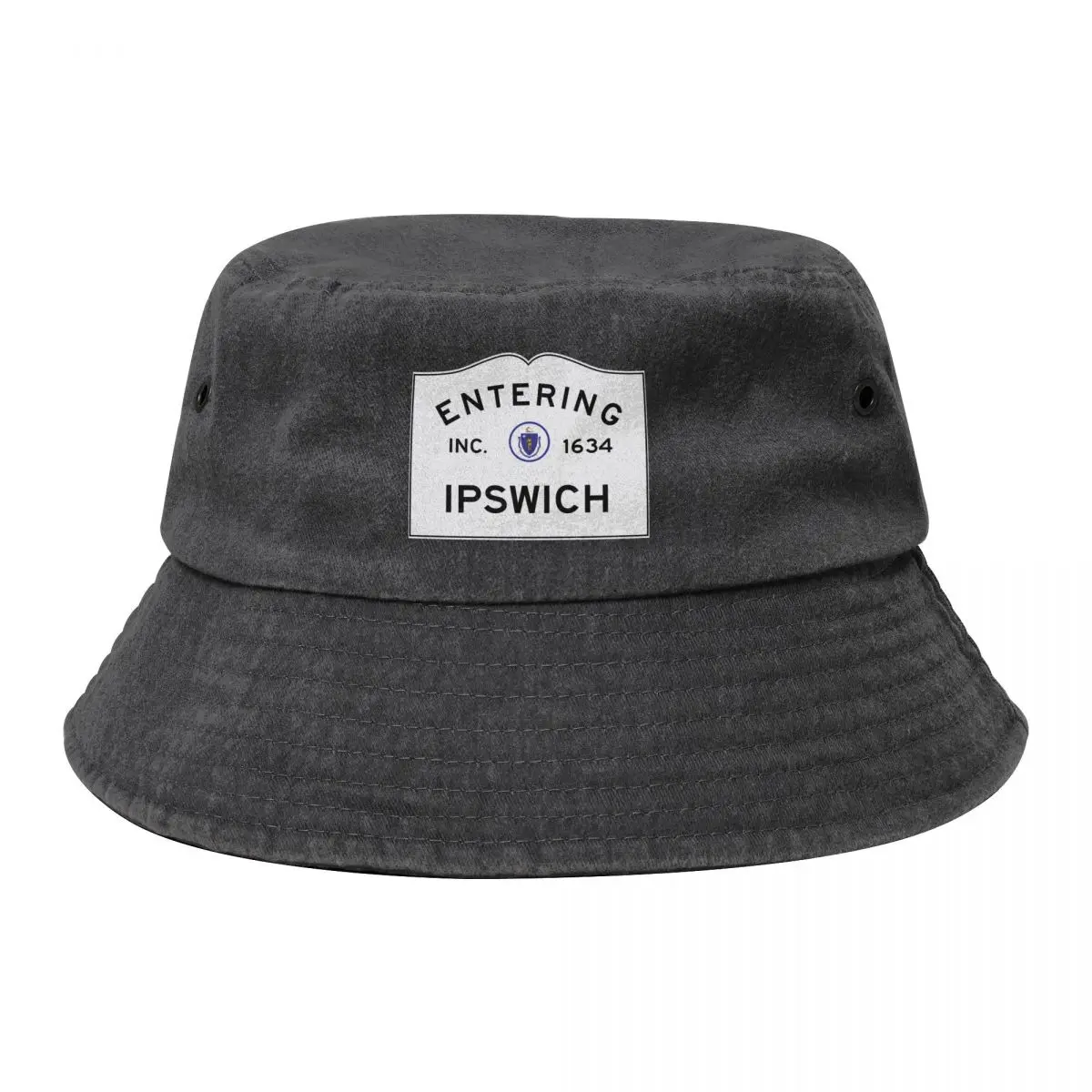 Entering Ipswich - Commonwealth of Massachusetts Road Sign Bucket Hat Visor Big Size Hat custom Hat Hats Woman Men's