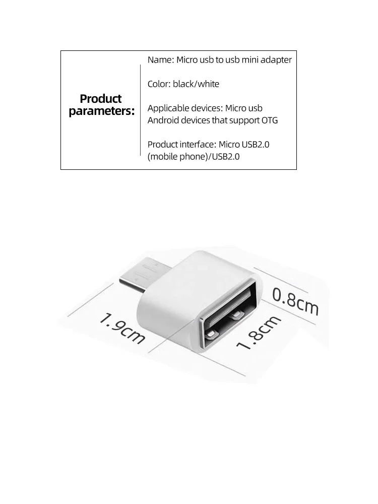 Micro USB To USB Mini OTG Adapter USB2.0 to Micro USB Interface Widely Used In Android Phones For Samsung HUAWEI XIAOMI OPPO