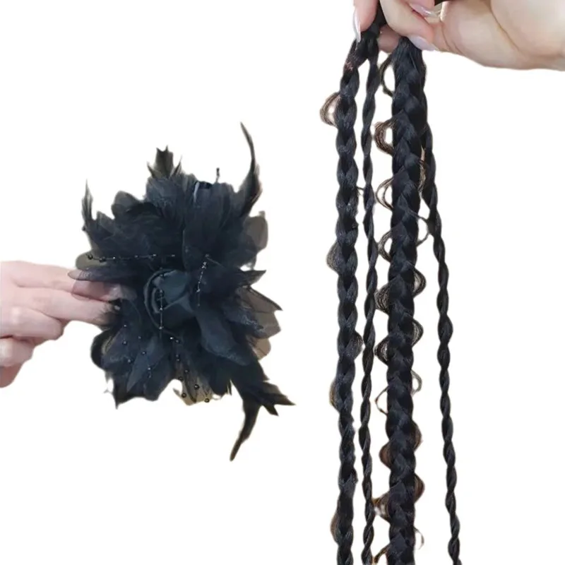 Rose Feather Fashion Braid Grab Clip New Chinese Disc Hair Accessories