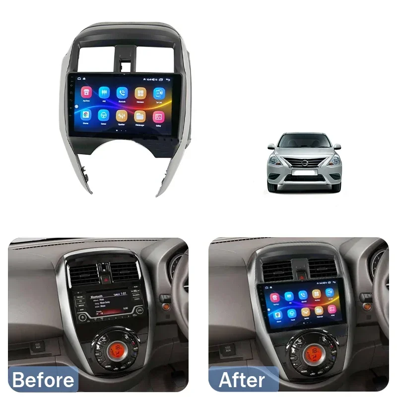 Car Multimedia Frame Radio Audio Frame Dashboard Panel 9" Fascias For Nissan Sunny Almera N17 2014 2015 2016 2017 2018 R.H.D 5