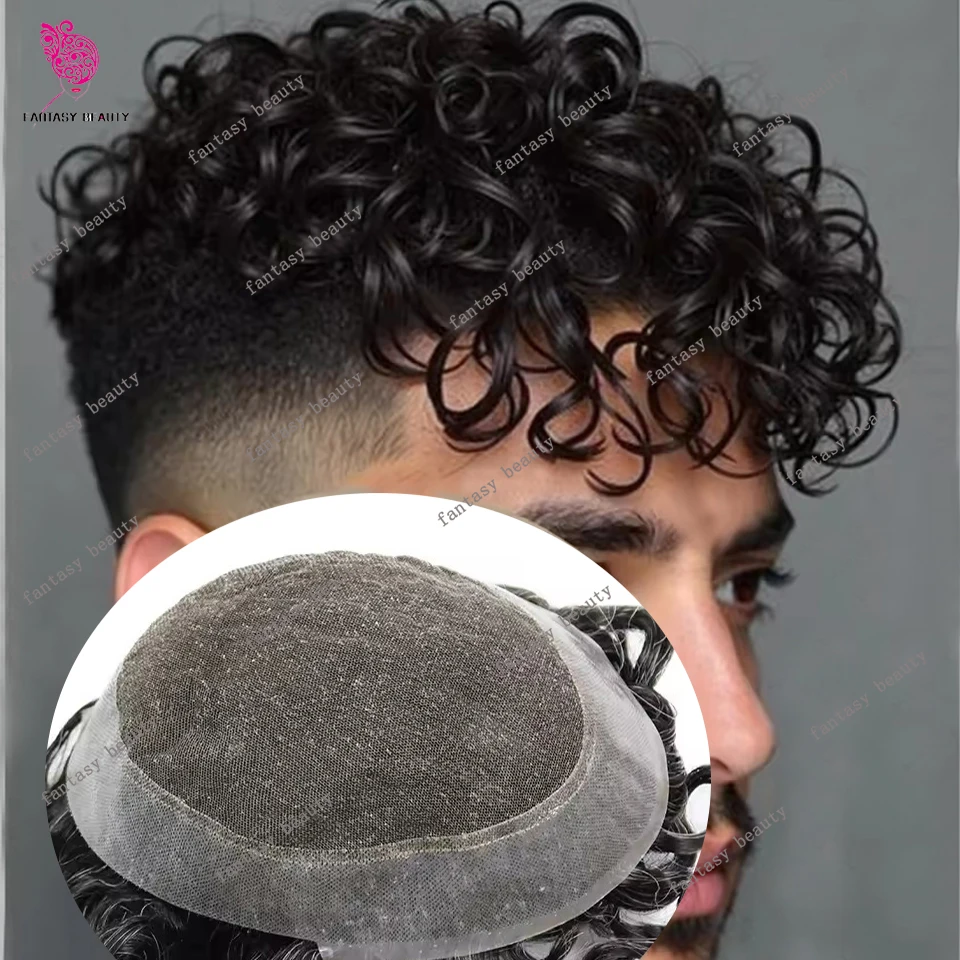 

Дышащий 20 мм вьющийся австралийский мужской парик пепельно-коричневый серый 1b30 1b50 человеческие волосы необнаружимые швейцарские кружева и полиуретановые базовые части шиньоны