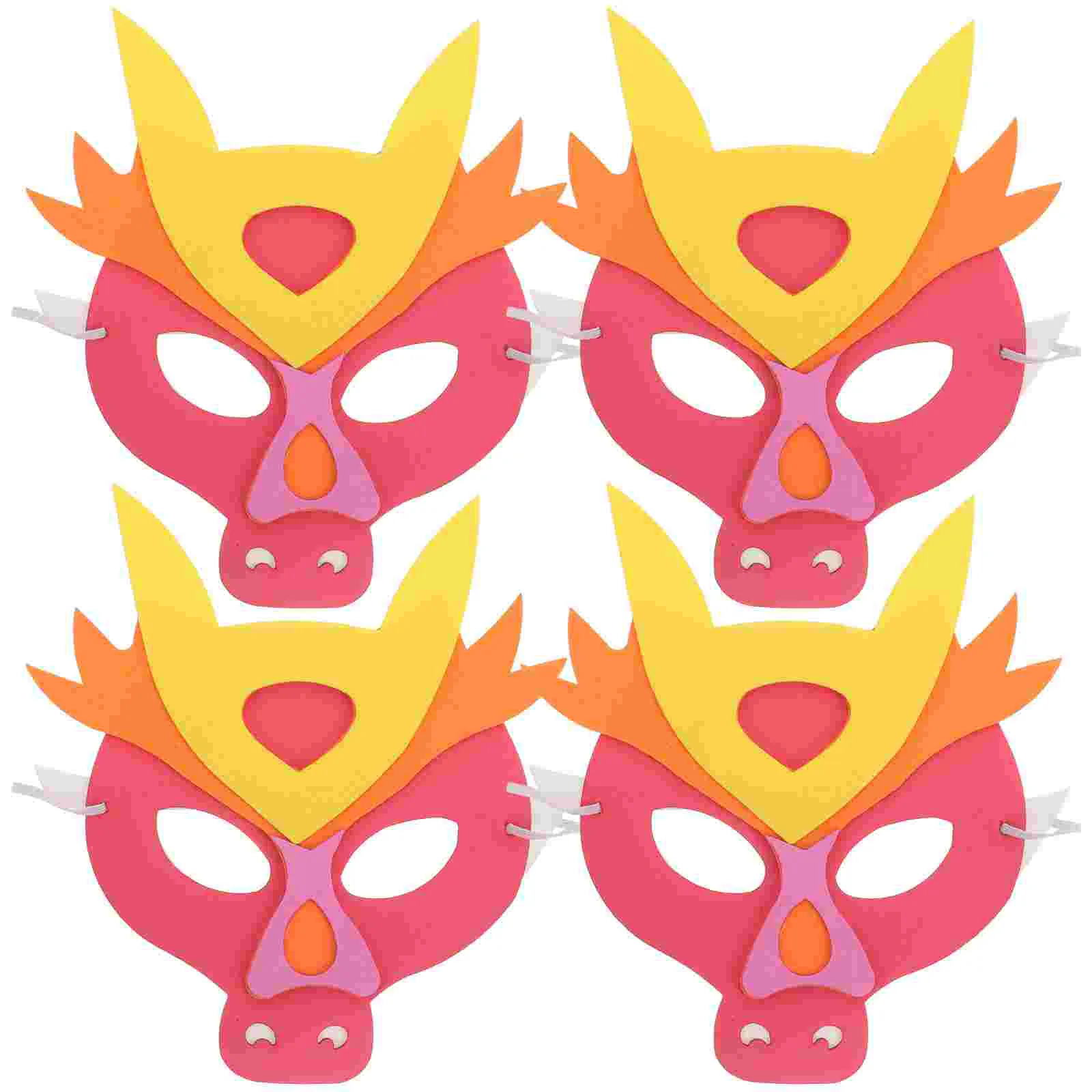 4 Pcs Cosplay Performance Props Children's Year of The Dragon Mask Eva Masks Kid