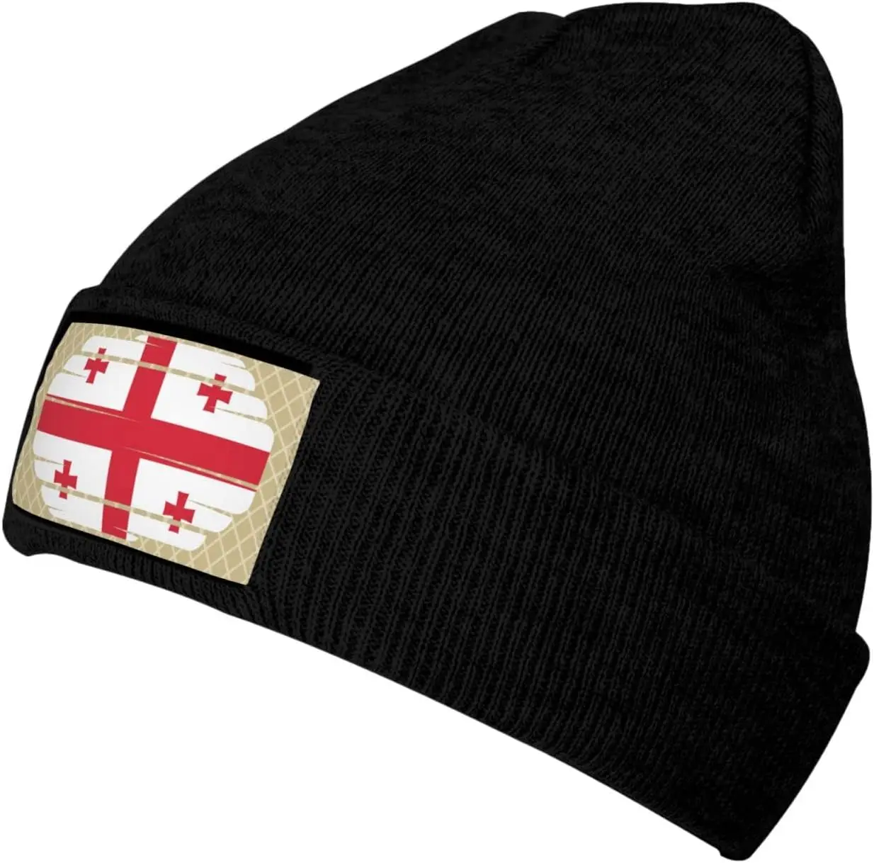 Georgia Flag Knitted Hat Acrylic Cold Weather Hat Warm Brimless hat Elastic Force Caps