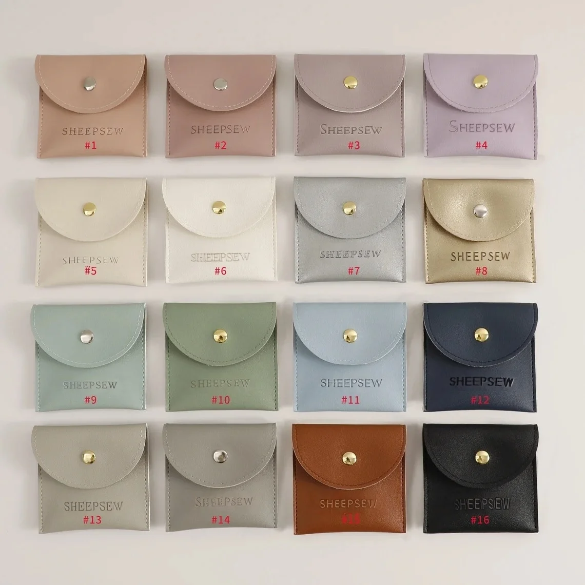 50pcs SHEEPSEW Microfiber Jewellery Envelope Pouches Custom Deboss Logo Multi Colors Jewelry Packaging Bag For Bridesmaid