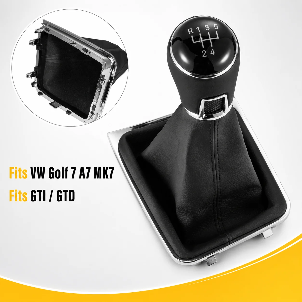 

OE Style Leather Gear Shift Knob Gaiter Boot Cover LHD For VW Golf 7 A7 MK7 GTI GTD 2013-2018 5/6 Speed MT Accessories
