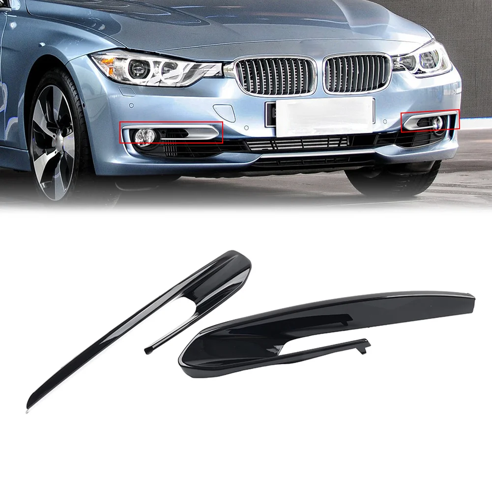 1Pair 51117279696 Car Front Bumper Fog Light Trim Decoration Glossy Black For BMW 320i 328d 328i 335i Modern Line 2012-2015