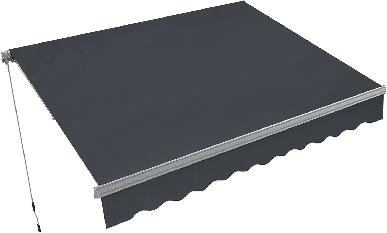 US Shipping Brand new 12x8ft Manual Retractable Patio Awning Sunshade Canopy (Grey) | Aluminum Frame; 280g/m² Polyester Fabric;