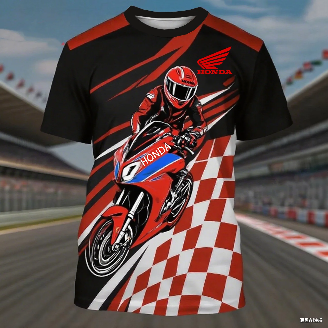 

Men's Summer Honda Racing T-shirt Quick Dry Motorcycle Biker Short Sleeve Lightweight Breathable Sportswear for Outdoor Riding