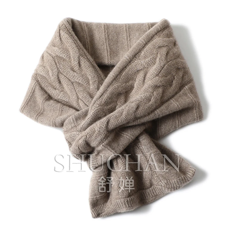 

Hickened Twisted Perforated Pure Cashmere Scarf Unisex Warm Knitted Scarf Winter Cashmere Scarf