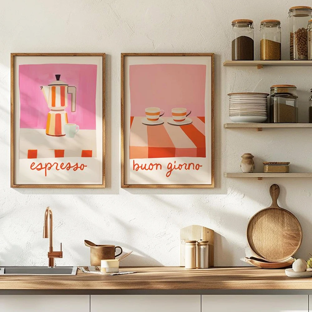 Italian Quotes Espresso Coffee Moka Pot Wall Art Canvas Painting Kitchen Posters And Prints Pictures For Cafe Living Room Decor