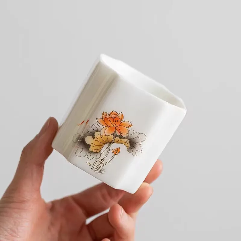 

Tea Cup Master Cup Set Kung Fu Tea Set Drinking Cup Ceramic Tasting Cup 4 Pieces for Gifting