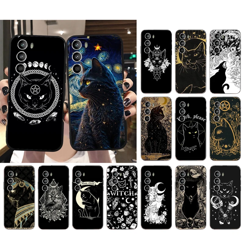 Witch Cat Art Phone Case For Motorola Edge 50 40 Pro 50 40 30 Ultra Neo Fusion Moto G Play G Stylus G Power G 5G