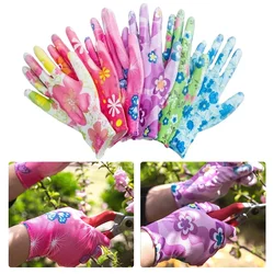 1Pair Yard Cleaning Palm-Coated Floral Garden Gloves Women Non-Slip Working Gloves Non-Slip Household Labor Protection Gloves