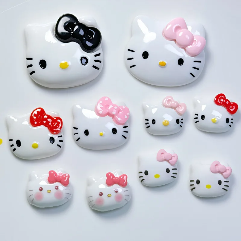 hello kitty kreskówka śliczna kokardka kot żywica diy biżuteria telefon komórkowy pokrywa ochronna ręcznie robiona naszywka materiał animacja lalka