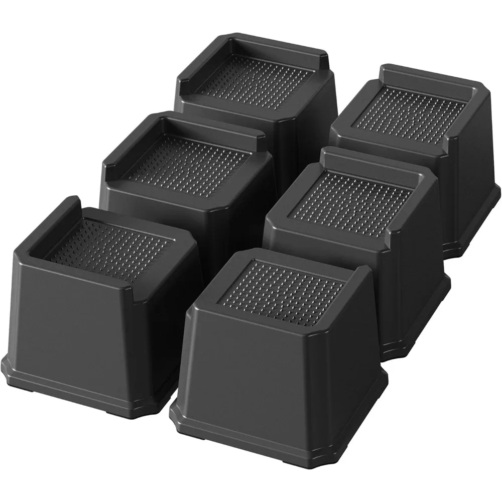 

Bed Risers 3 Inch Heavy Duty 6 Pack Oversized Bed Furniture Elevators 1,500 lbs Lifts Up Riser for Sofa and Table