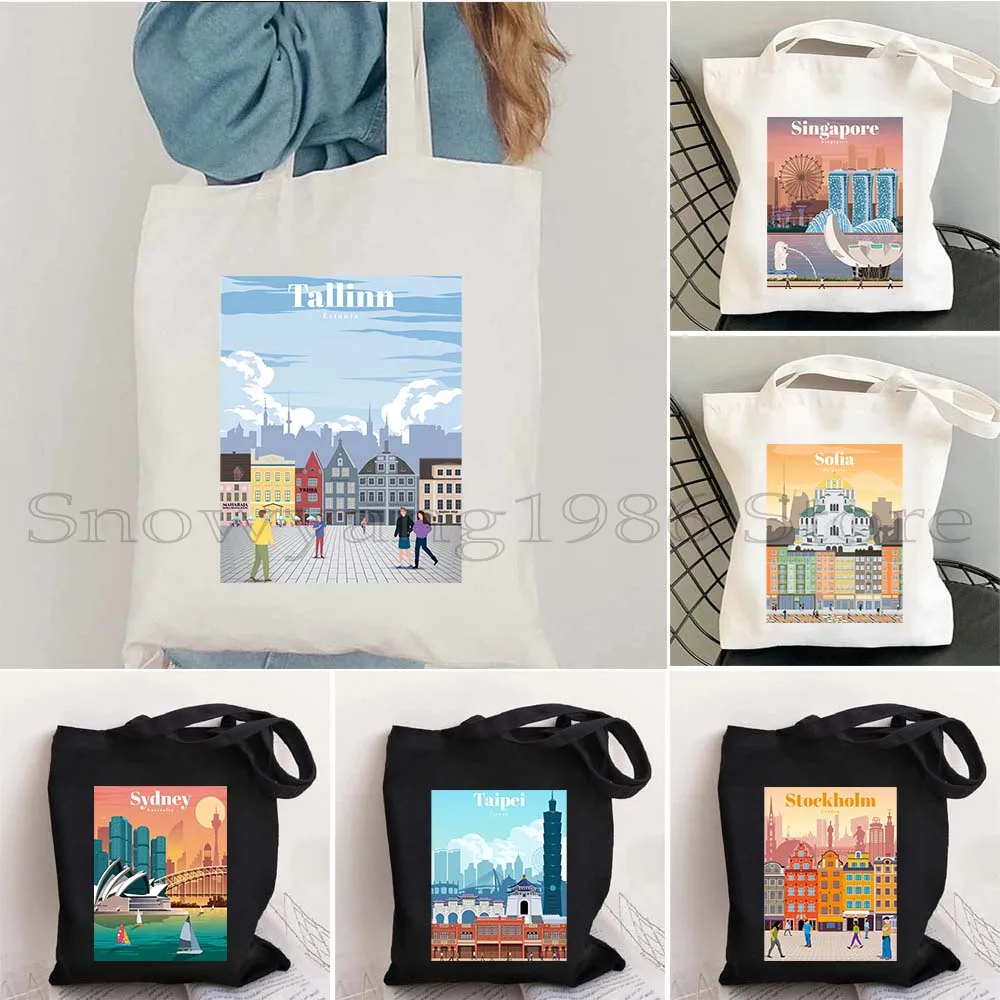 Singapore Sofia Stockholm Sydney Taj Mahal Venice Vienna Brussels Warsaw Yerevan Utrecht Vilnius Vatican City Tote Bag Handbag