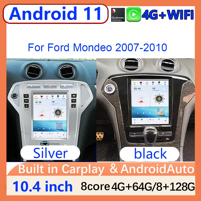 

Video Player Radio 10.4" Snapdragon Android 11 Car DVD GPS Multimedia For Ford Mondeo 4 MK4 2007-2010 Carplay Auto DSP Stereo 4G