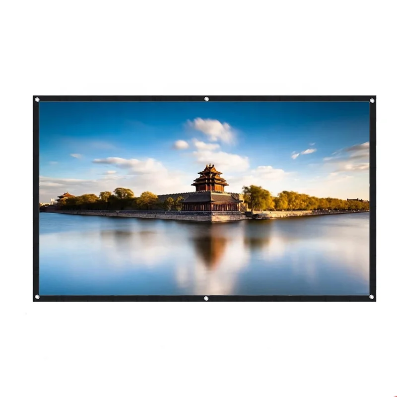 

100 inch Cheapest Simple Projection Screen Fabric Roll Up PVC Projection Screen Curtain