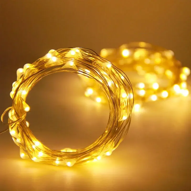 Copper Wire LED String Lights, Iluminação de Natal, Guirlanda de Fadas, Árvore de Natal, Decoração de Casamento, 1m, 2m, 3m, 5m, 10m, 20m, 30m