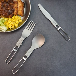 Boundless Voyage Titanium Knife, Fork,Spoon, Bacteriostatic Dinnerware Portable Folding Tableware for Home Camping Restaurants
