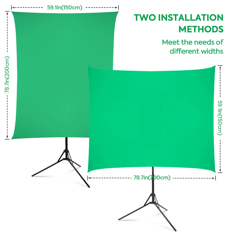 Imagem -02 - Chromakey Pano de Fundo Kit Tela Verde com Suporte Enrugamento-resistente Fundo para Fotografia Estúdio Foto 150*200cm