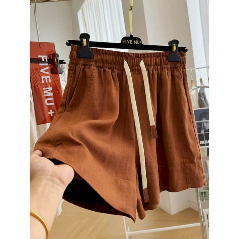 

Basic A-line Shorts for Women Summer Sale Korean Style Retro Casual Pants Elastic Waist Minimalism Sweatpants Women Clothing