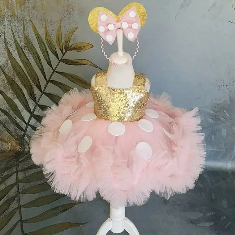 2025 Children's Princess Gown 0-6th Birthday Party Girl Girls Halloween Carnival Polka-Dot Wedding Dress Flower Evening Dress