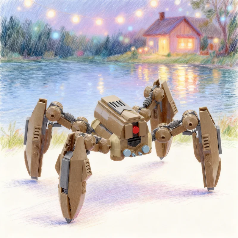 

427 деталей MOC: Конструктор «Звездный Боевой Дроид-Краб» — развивающая игрушка-конструктор для самостоятельной сборки, идеальный подарок на Рождество