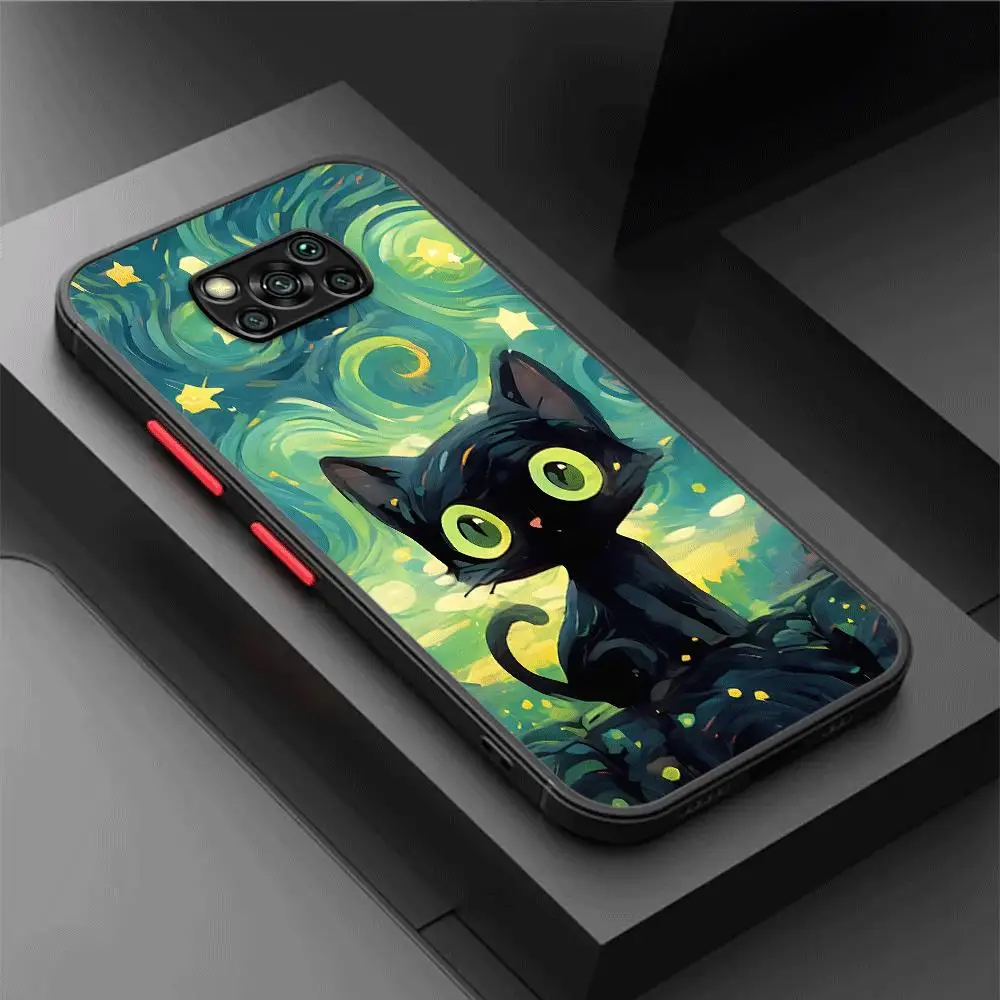 Starry Sky Cat Phone Case for Xiaomi Poco X3 NFC X3 Pro F3 M5 M5s X4Pro 5G X4 GT C40 X5Pro 5G Cover