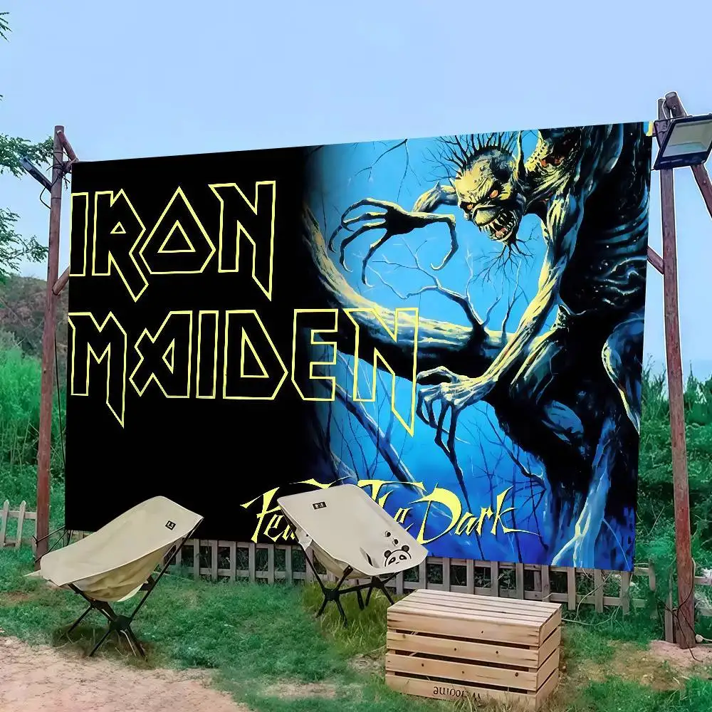 

Band I-I-Iron Fear Of The Dark M-MaidenS Flag Decoration Outdoor Picnic Party Home Camping Party Art Hanging Banner