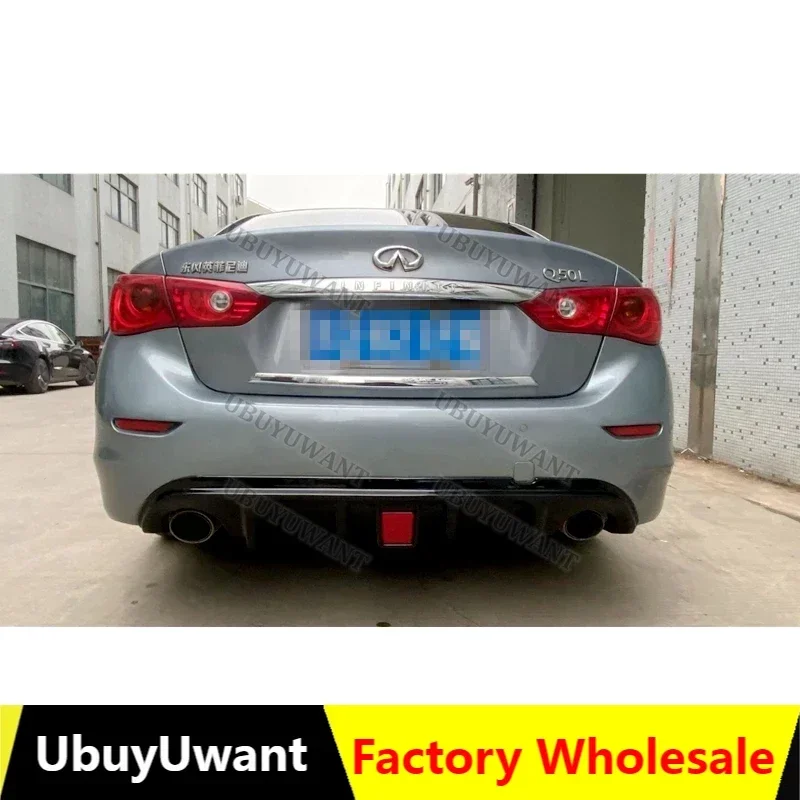 

For Infiniti Q50 2014-2023 Real Carbon Chassis Deflector Guard Car Rear Bumper Diffuser Lip Spoiler with Led Brake Light