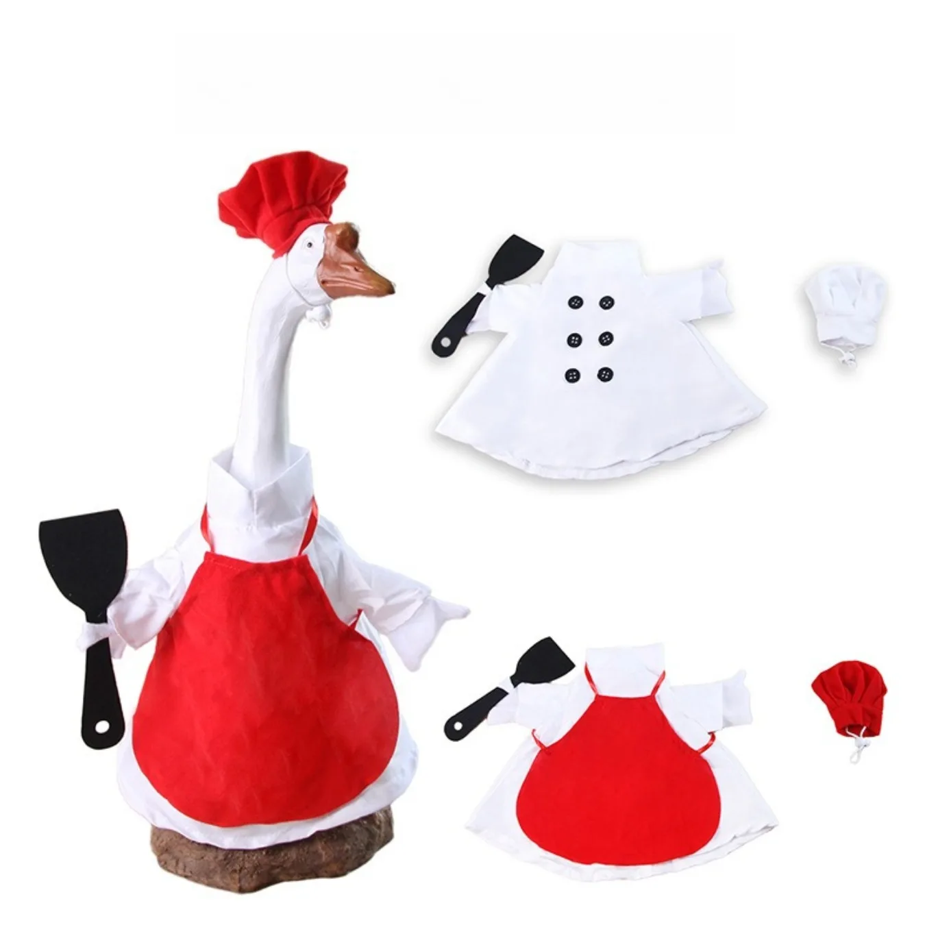 Female Porch Goose Outfit Chef Suit Decorative Pet Goose Costume For Garden Lawn Party Display Goose Figure Not Included