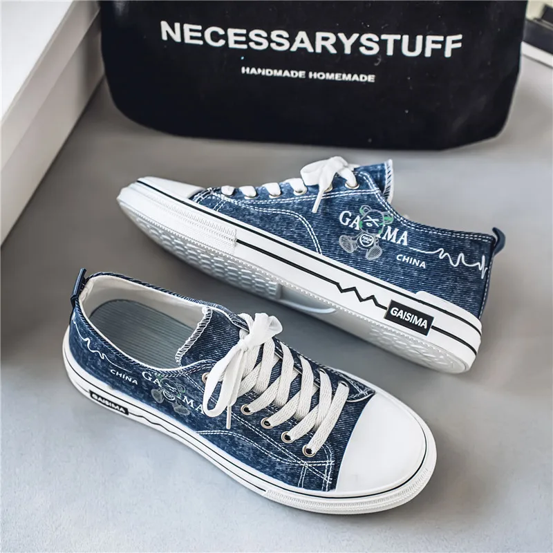 

Новинка 2024 года, хит продаж, мужская парусиновая повседневная обувь на шнуровке, удобная нескользящая обувь на плоской подошве для ленивых, модные классические кроссовки